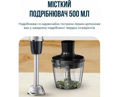 Блендер Tefal погружной Quickchef+ 1000Вт, 3в1, чаша-800мл, чопер-500мл, турборежим, серебристо-черный Блендер Tefal погружной Quickchef+ 1000Вт, 3в1, чаша-800мл, чопер-500мл, турборежим, серебристо-черный