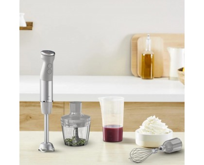 Блендер Tefal погружной Quickchef+ 1000Вт, 3в1, чаша-800мл, чопер-500мл, турборежим, серебристо-серый Блендер Tefal погружной Quickchef+ 1000Вт, 3в1, чаша-800мл, чопер-500мл, турборежим, серебристо-серый