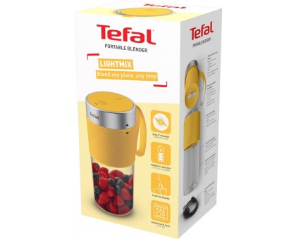 Блендер Tefal Lightmix портативный для смузи, чаша-300мл, USB, желтый Блендер Tefal Lightmix портативный для смузи, чаша-300мл, USB, желтый