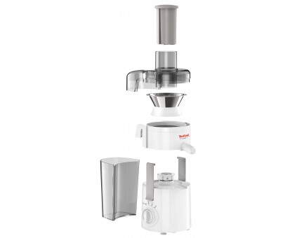 Соковыжималка Tefal Frutelia + центробежная 350Вт, чаша-0.95л, жмых-0.5л, пластик, бело-серый Соковыжималка Tefal Frutelia + центробежная 350Вт, чаша-0.95л, жмых-0.5л, пластик, бело-серый
