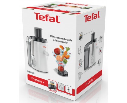 Соковыжималка Tefal Frutelia + центробежная 350Вт, чаша-0.95л, жмых-0.5л, пластик, бело-серый Соковыжималка Tefal Frutelia + центробежная 350Вт, чаша-0.95л, жмых-0.5л, пластик, бело-серый