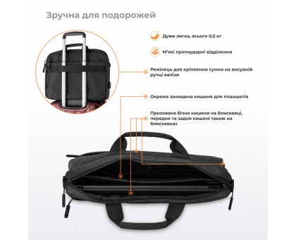 Сумка 2E, Melange 16", чорна Сумка 2E, Melange 16", чорна