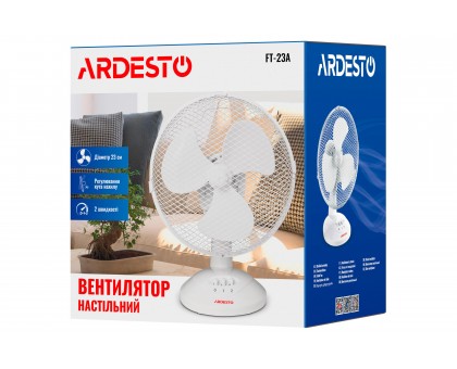 Вентилятор ARDESTO настільний, 23см, 30Вт, білий Вентилятор ARDESTO настільний, 23см, 30Вт, білий