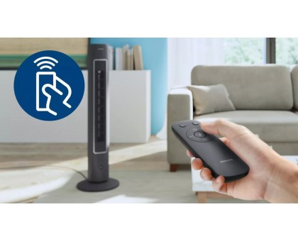 Вентилятор Philips колонный, 110см, 40Вт, пульт ДУ, дисплей, графит Вентилятор Philips колонный, 110см, 40Вт, пульт ДУ, дисплей, графит