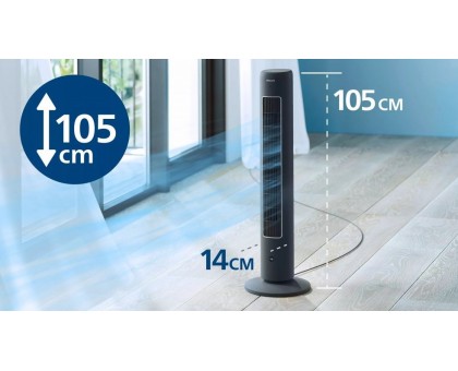 Вентилятор Philips колонный, 110см, 40Вт, пульт ДУ, дисплей, графит Вентилятор Philips колонный, 110см, 40Вт, пульт ДУ, дисплей, графит