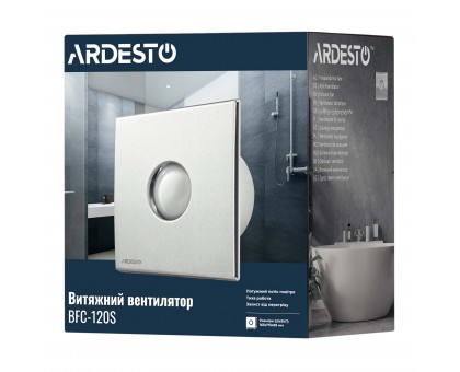 Витяжний вентилятор Ardesto 20 Вт, 120 м3/г, 2300 об./хв., 33 дБ, сріблястий Витяжний вентилятор Ardesto 20 Вт, 120 м3/г, 2300 об./хв., 33 дБ, сріблястий