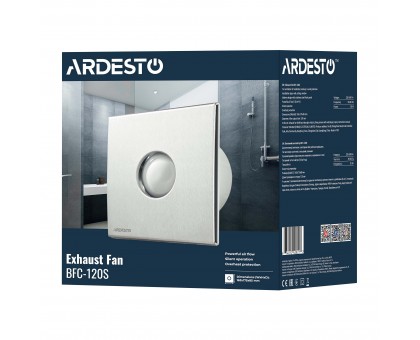 Витяжний вентилятор Ardesto 20 Вт, 120 м3/г, 2300 об./хв., 33 дБ, сріблястий Витяжний вентилятор Ardesto 20 Вт, 120 м3/г, 2300 об./хв., 33 дБ, сріблястий
