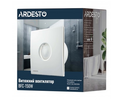 Витяжний вентилятор Ardesto 25 Вт, 210 м3/г, 1650 об./хв., 35 дБ, білий Витяжний вентилятор Ardesto 25 Вт, 210 м3/г, 1650 об./хв., 35 дБ, білий