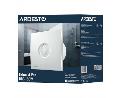 Витяжний вентилятор Ardesto 25 Вт, 210 м3/г, 1650 об./хв., 35 дБ, білий Витяжний вентилятор Ardesto 25 Вт, 210 м3/г, 1650 об./хв., 35 дБ, білий