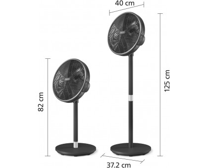 Вентилятор Philips підлоговий Series 3000, 40см, 48Вт, керування через смартфон, регулювання висоти, чорний Вентилятор Philips підлоговий Series 3000, 40см, 48Вт, керування через смартфон, регулювання висоти, чорний