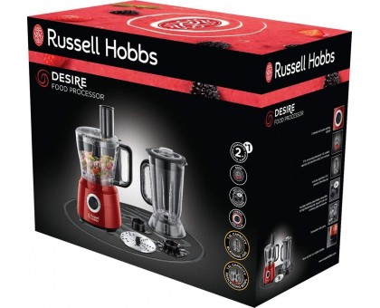 Кухонная машина Russell Hobbs Desire 600Вт, чаша-пластик, корпус-пластик, насадок-9, красный Кухонная машина Russell Hobbs Desire 600Вт, чаша-пластик, корпус-пластик, насадок-9, красный