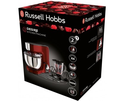 Кухонна машина Russell Hobbs Desire 1000Вт, чаша-метал, корпус-пластик, насадок-4, червоний Кухонна машина Russell Hobbs Desire 1000Вт, чаша-метал, корпус-пластик, насадок-4, червоний