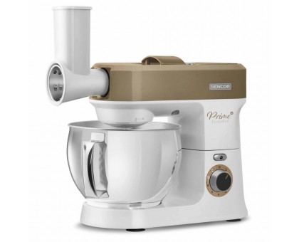 Кухонна машина Sencor 1200Вт, чаша-метал, корпус-пластик, насадок-19, коричнево-білий Кухонна машина Sencor 1200Вт, чаша-метал, корпус-пластик, насадок-19, коричнево-білий