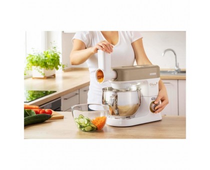 Кухонна машина Sencor 1200Вт, чаша-метал, корпус-пластик, насадок-19, коричнево-білий Кухонна машина Sencor 1200Вт, чаша-метал, корпус-пластик, насадок-19, коричнево-білий