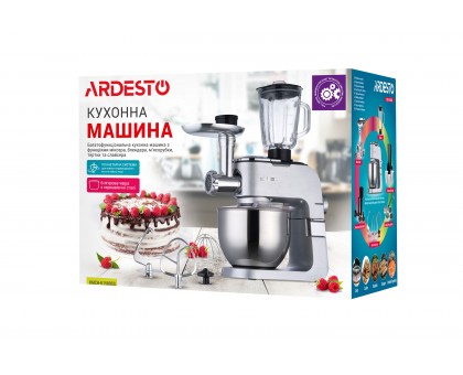Кухонная машина Ardesto 1500Вт, чаша-металл, корпус-металл, насадок-10, серебристо-серый Кухонная машина Ardesto 1500Вт, чаша-металл, корпус-металл, насадок-10, серебристо-серый