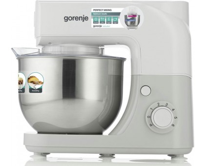 Кухонна машина Gorenje 800Вт, чаша-метал, корпус-метал, насадок-3, білий