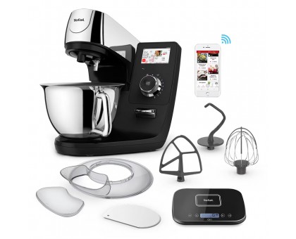 Кухонна машина Tefal I-Coach Touch, 1200Вт, чаша-метал, корпус-метал+пластик, дисплей, насадок-3, підкл. до смартфону, чорний Кухонна машина Tefal I-Coach Touch, 1200Вт, чаша-метал, корпус-метал+пластик, дисплей, насадок-3, підкл. до смартфону, чорний