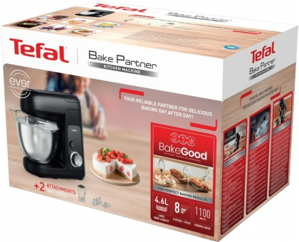 Кухонна машина Tefal Bake Partner 1100Вт, чаша-метал, корпус-пластик, насадок-6, чорний Кухонна машина Tefal Bake Partner 1100Вт, чаша-метал, корпус-пластик, насадок-6, чорний