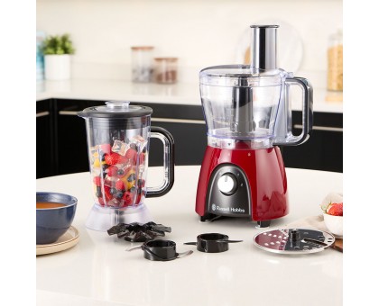 Кухонная машина Russell Hobbs Desire Red, 600Вт, чаша-пластик, корпус-пластик, насадок-4, красный Кухонная машина Russell Hobbs Desire Red, 600Вт, чаша-пластик, корпус-пластик, насадок-4, красный
