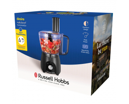 Кухонна машина Russell Hobbs Desire Matte Charcoal, 600Вт, чаша-пластик, корпус-пластик, насадок-4, чорний Кухонна машина Russell Hobbs Desire Matte Charcoal, 600Вт, чаша-пластик, корпус-пластик, насадок-4, чорний