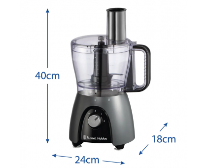 Кухонна машина Russell Hobbs Desire Matte Charcoal, 600Вт, чаша-пластик, корпус-пластик, насадок-4, чорний Кухонна машина Russell Hobbs Desire Matte Charcoal, 600Вт, чаша-пластик, корпус-пластик, насадок-4, чорний