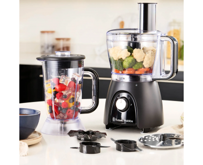 Кухонна машина Russell Hobbs Desire Matte Charcoal, 600Вт, чаша-пластик, корпус-пластик, насадок-4, чорний Кухонна машина Russell Hobbs Desire Matte Charcoal, 600Вт, чаша-пластик, корпус-пластик, насадок-4, чорний