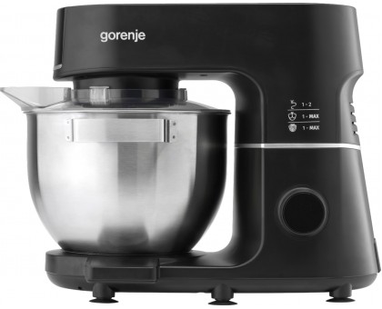 Кухонна машина Gorenje 1000Вт, дисплей, чаша-метал, корпус-метал+пластік, насадок-7, чорний Кухонна машина Gorenje 1000Вт, дисплей, чаша-метал, корпус-метал+пластік, насадок-7, чорний