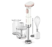 Блендер Sencor заглибний Pulse, 180Вт, 4в1, чаша-700мл, безпровідний, USB-C, капучинатор, біло-рожевий