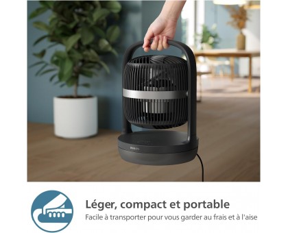 Вентилятор Philips настільний Series 3000, 22см, 27Вт, таймер, поворот 180, чорний Вентилятор Philips настільний Series 3000, 22см, 27Вт, таймер, поворот 180, чорний