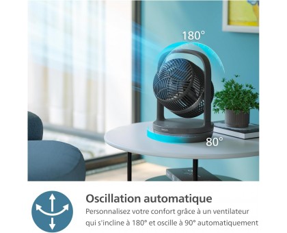 Вентилятор Philips настільний Series 3000, 22см, 27Вт, таймер, поворот 180, чорний Вентилятор Philips настільний Series 3000, 22см, 27Вт, таймер, поворот 180, чорний