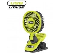 Вентилятор аккумуляторный клипса Ryobi USB Lithium RCF4-0 4В 3800об·мин вращение 325° поворот 180° 2 скорости 0.29кг без АКБ и ЗУ