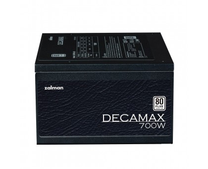 Блок живлення Zalman Decamax (700W) 85%, 80 Plus, 120мм, 1xMB 24pin(20+4), 1xCPU 8(4+4)+4pin, 3xMolex, 6xSATA, 4xPCIe 8pin(6+2) Блок живлення Zalman Decamax (700W) 85%, 80 Plus, 120мм, 1xMB 24pin(20+4), 1xCPU 8(4+4)+4pin, 3xMolex, 6xSATA, 4xPCIe 8pin(6+2)
