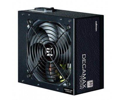 Блок живлення Zalman Decamax (700W) 85%, 80 Plus, 120мм, 1xMB 24pin(20+4), 1xCPU 8(4+4)+4pin, 3xMolex, 6xSATA, 4xPCIe 8pin(6+2) Блок живлення Zalman Decamax (700W) 85%, 80 Plus, 120мм, 1xMB 24pin(20+4), 1xCPU 8(4+4)+4pin, 3xMolex, 6xSATA, 4xPCIe 8pin(6+2)