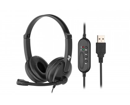 Гарнитура ПК стерео On-ear 2E CH12 USB, omni-mic, 2м, черный Гарнитура ПК стерео On-ear 2E CH12 USB, omni-mic, 2м, черный