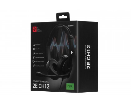 Гарнитура ПК стерео On-ear 2E CH12 USB, omni-mic, 2м, черный Гарнитура ПК стерео On-ear 2E CH12 USB, omni-mic, 2м, черный