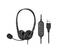 Гарнітура ПК стерео On-ear 2E CH11 USB, omni-mic, 2м, чорний