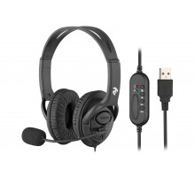 Гарнитура ПК стерео Over-ear 2E CH13 USB, omni-mic, 2м, черный