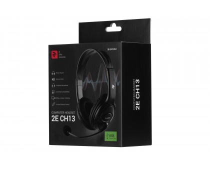 Гарнитура ПК стерео Over-ear 2E CH13 USB, omni-mic, 2м, черный Гарнитура ПК стерео Over-ear 2E CH13 USB, omni-mic, 2м, черный
