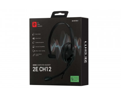 Гарнітура ПК моно On-ear 2E CH12 mini-jack, omni-mic, 1.2м, чорний Гарнітура ПК моно On-ear 2E CH12 mini-jack, omni-mic, 1.2м, чорний