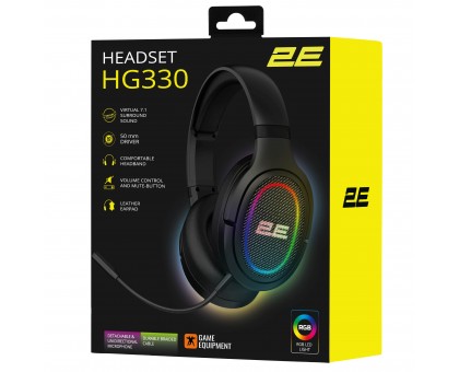 Гарнитура игровая 2E GAMING HG330, 7.1, USB-A, RGB, 2м, чёрный Гарнитура игровая 2E GAMING HG330, 7.1, USB-A, RGB, 2м, чёрный