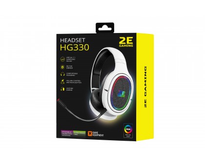 Гарнитура игровая 2E GAMING HG330, 7.1, USB-A, RGB, 2м, белый Гарнитура игровая 2E GAMING HG330, 7.1, USB-A, RGB, 2м, белый