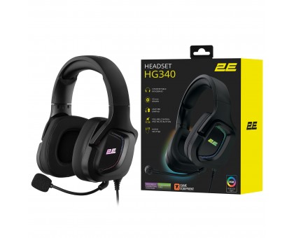 Гарнитура игровая 2E GAMING HG340, mini-jack/dual 3.5mm, RGB, 2м, чёрный Гарнитура игровая 2E GAMING HG340, mini-jack/dual 3.5mm, RGB, 2м, чёрный