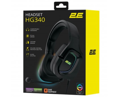 Гарнитура игровая 2E GAMING HG340, mini-jack/dual 3.5mm, RGB, 2м, чёрный Гарнитура игровая 2E GAMING HG340, mini-jack/dual 3.5mm, RGB, 2м, чёрный