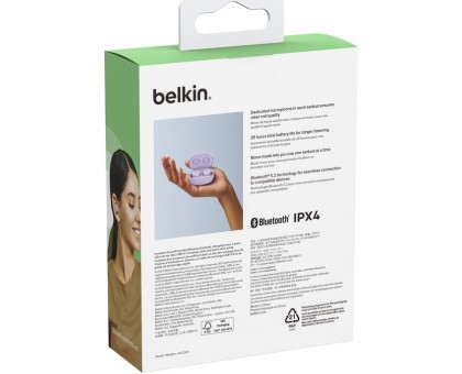 Наушники TWS Belkin Soundform Bolt True Wireless, лаванда Наушники TWS Belkin Soundform Bolt True Wireless, лаванда