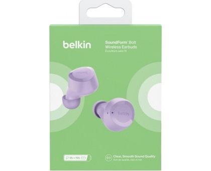 Наушники TWS Belkin Soundform Bolt True Wireless, лаванда Наушники TWS Belkin Soundform Bolt True Wireless, лаванда