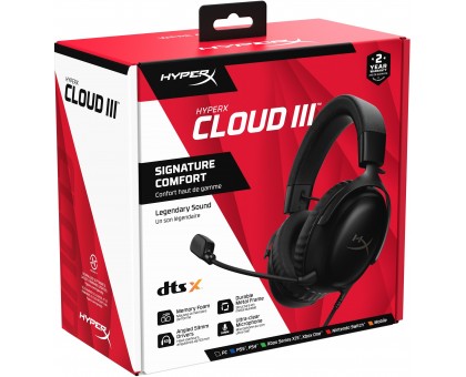 Гарнитура игровая HyperX Cloud III, mini-jack/USB-A/USB-C, 1.2м/1.3м, черный Гарнитура игровая HyperX Cloud III, mini-jack/USB-A/USB-C, 1.2м/1.3м, черный