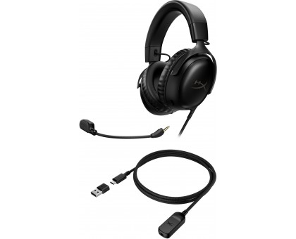 Гарнитура игровая HyperX Cloud III, mini-jack/USB-A/USB-C, 1.2м/1.3м, черный Гарнитура игровая HyperX Cloud III, mini-jack/USB-A/USB-C, 1.2м/1.3м, черный