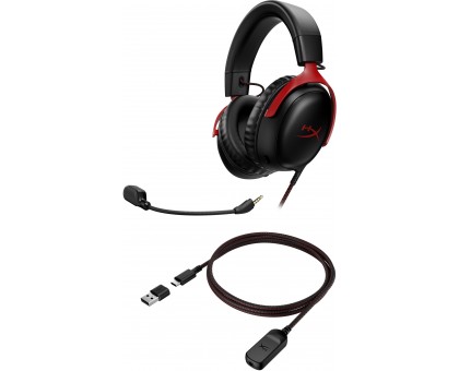 Гарнитура игровая HyperX Cloud III, mini-jack/USB-A/USB-C, 1.2м/1.3м, черно-красный Гарнитура игровая HyperX Cloud III, mini-jack/USB-A/USB-C, 1.2м/1.3м, черно-красный