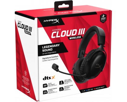 Гарнитура игровая HyperX Cloud III, WL/USB-A/USB-C, черный Гарнитура игровая HyperX Cloud III, WL/USB-A/USB-C, черный