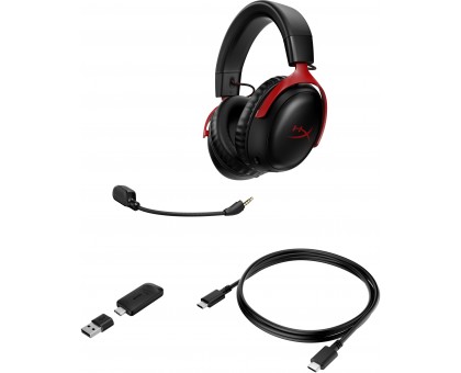Гарнітура ігрова HyperX Cloud III, WL/USB-A/USB-C, чорно-червоний Гарнітура ігрова HyperX Cloud III, WL/USB-A/USB-C, чорно-червоний